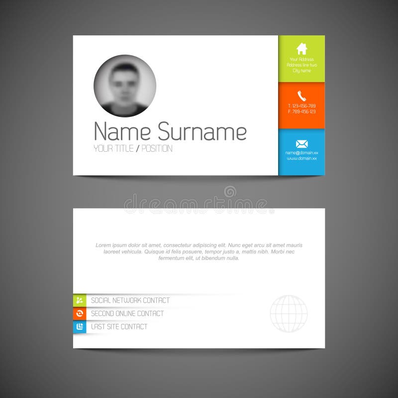 Modern business card template with flat user interface vector illustration