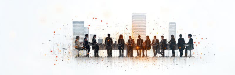 Modern Business: Connected, Collaborative, and Cutting-Edge - A Showcase of Technology-Driven Efficiency and Productivit vector illustration