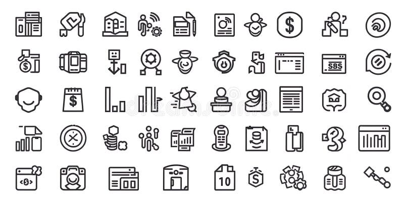 Modern Business Icon Set Line Style Graphics Pack Vector Illustration Design Elements web app data stock illustration