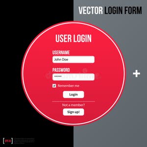 Modern Business Login Form Template With Big Red Circle On Gray Modern Business Login Form Template With Big Red Circle On Gray