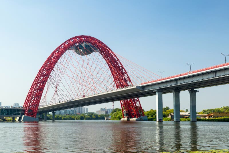 Modern cable-stayed bridge in Moscow