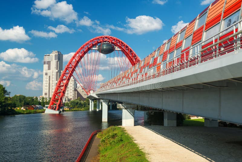 Modern cable-stayed bridge in Moscow