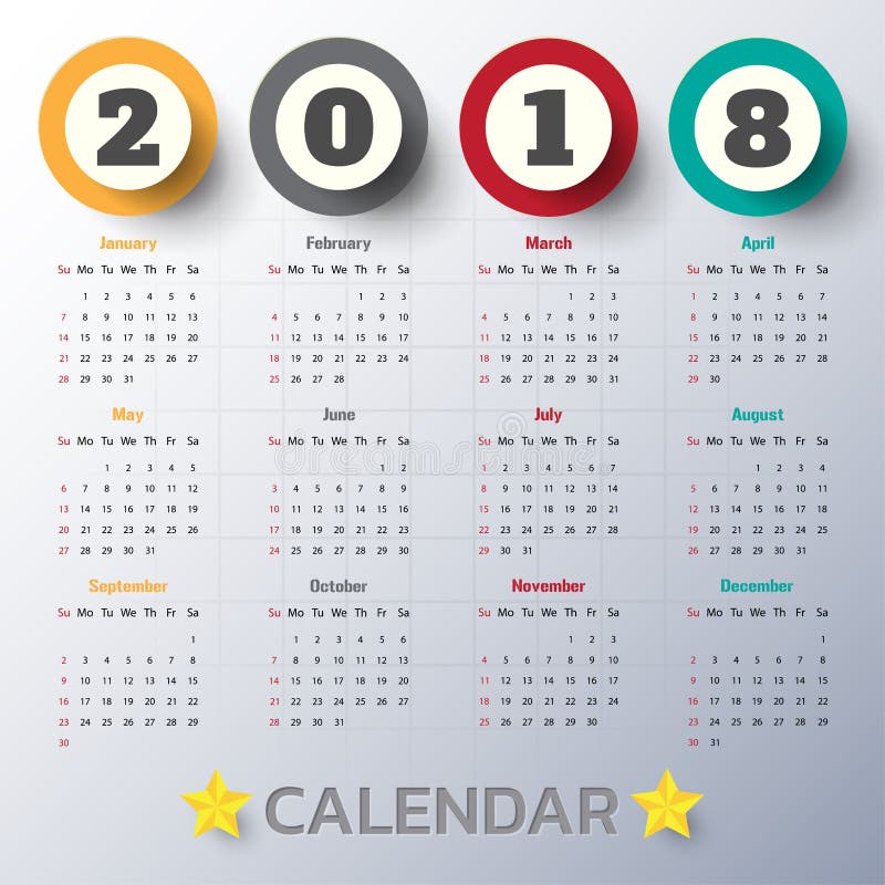 2018 Modern Calendar Template Vectorillustration Stock Vector