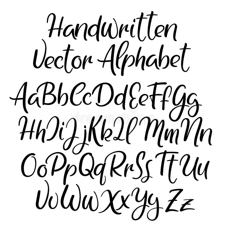 Modern Calligraphy Style. Alphabet. Handwritten Font. Uppercase and ...