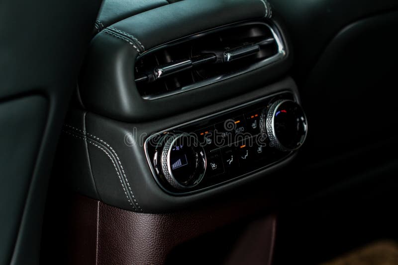 Modern Car. Digital Second Row Seat Temperature Control Stock Photo
