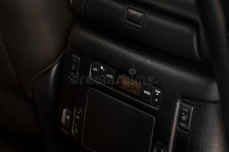 Modern Car. Digital Second Row Seat Temperature Control Stock Photo