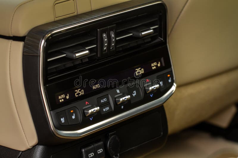 Modern Car. Digital Second Row Seat Temperature Control Stock Image