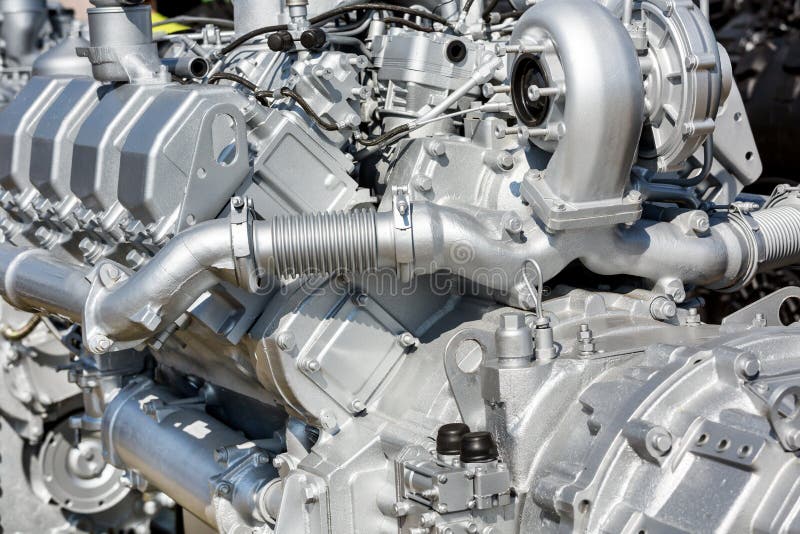 Modern engine closeup stock image