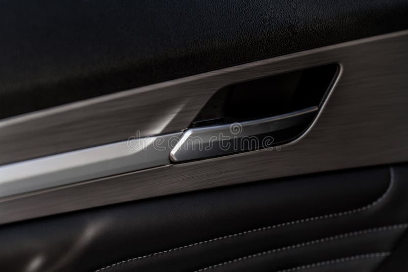 Modern Car Interior Door Handle Close Up. Stock Image Image of