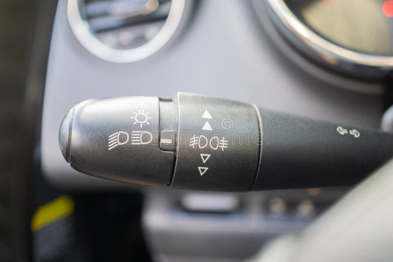 Modern Car Interior with Light Switch Close Up Stock Photo Image of