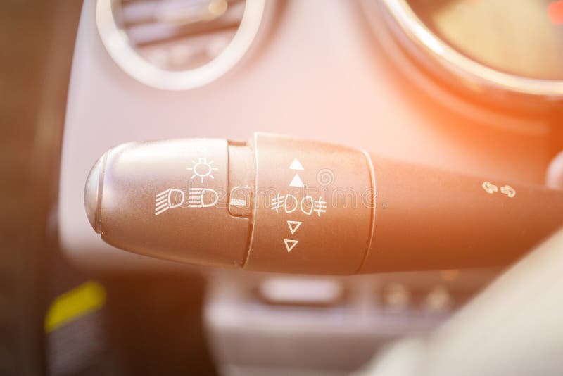 Modern Car Interior with Light Switch Close Up Stock Image Image of