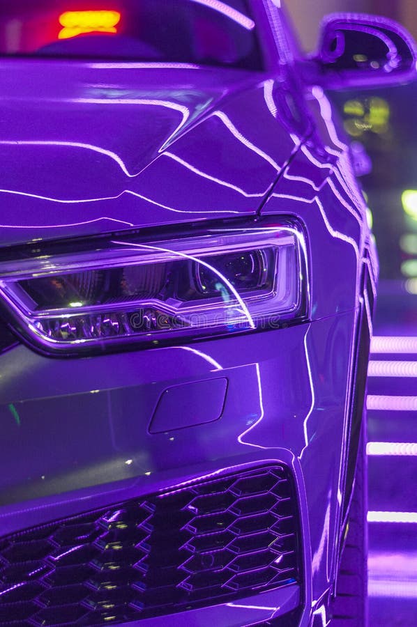 Modern car in neon light stock photo. Image of neon 142547012