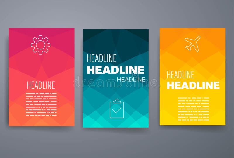 Modern cards design template with triangular stock illustration