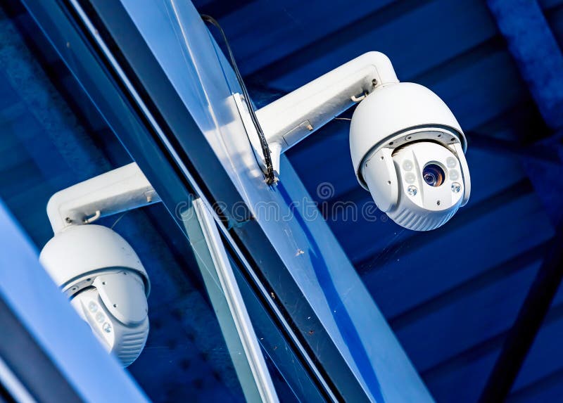 Modern CCTV Camera on the Wall of an Industrial Building Stock Image Image of closeup