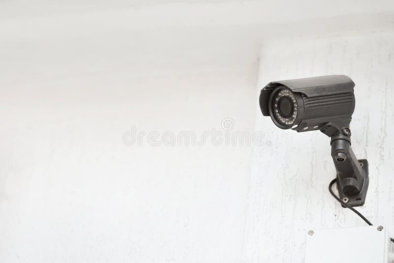 Modern CCTV Security Camera on White Building Wall Outdoors Stock Image Image of inspect