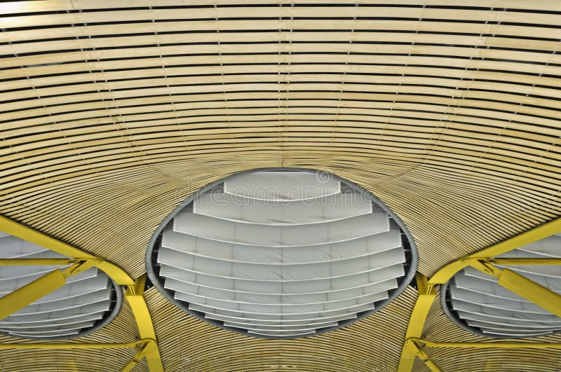 Modern Ceiling And Light Fixtures On The Airport Stock Photo