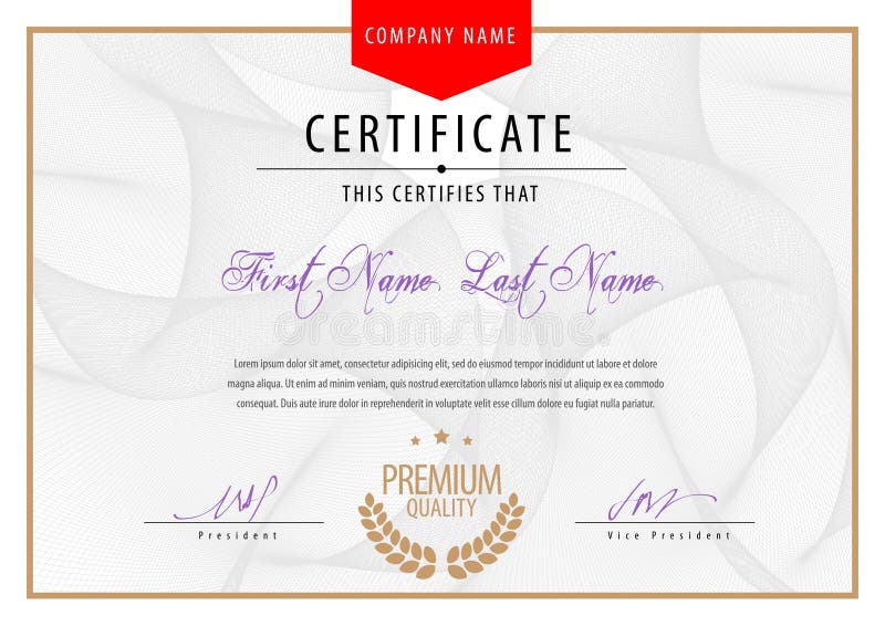 Modern Certificate. Template diplomas, currency royalty free illustration