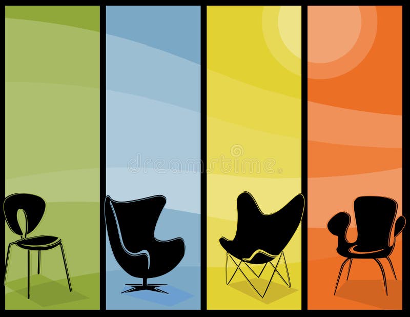 Modern Chair Tall Banners vector illustration Modern Chair Tall Banners vector illustration