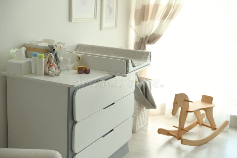 Modern Changing Table in Baby Room Stock Photo Image of diaper, home