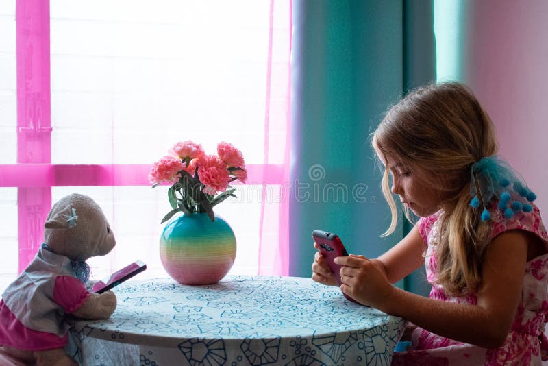 Modern Child`s Tea Party royalty free stock photography Modern Child`s Tea Party royalty free stock photography
