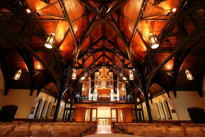 Interior view of a church with modern architecture. Interior view of a church with modern architecture.