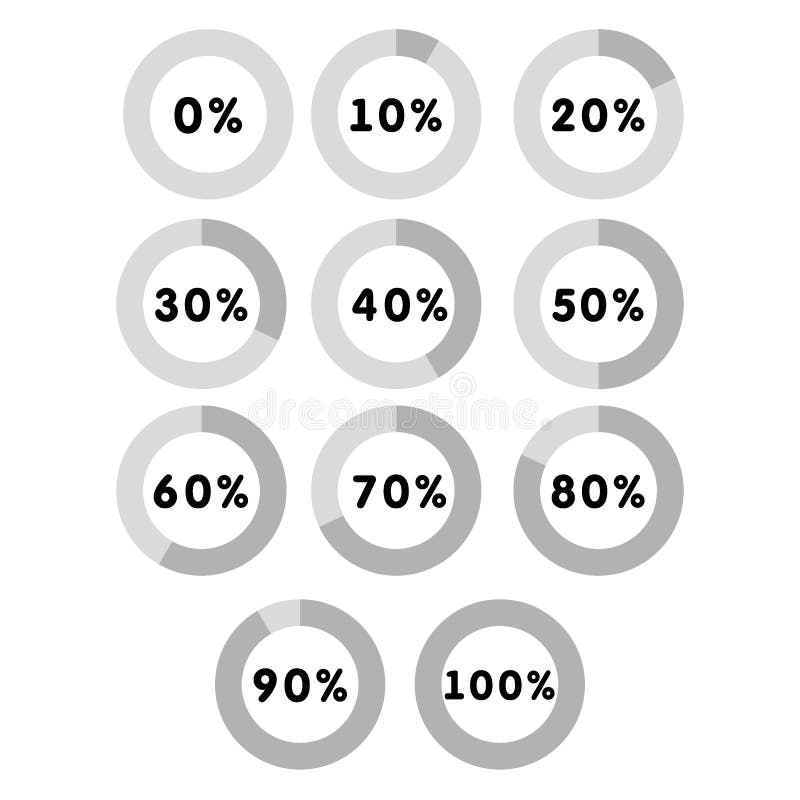 Modern circle progress bar, loading and buffering percentage icon set vector illustration. Web icon.