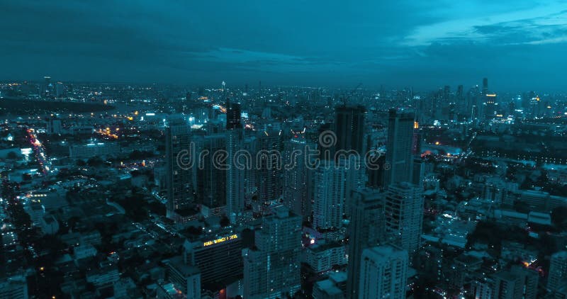 Modern city during beautiful cloudy night