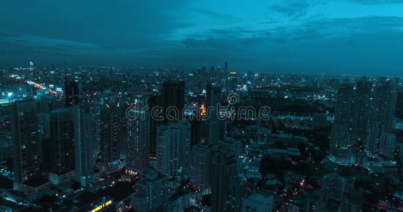 Modern city during beautiful cloudy night