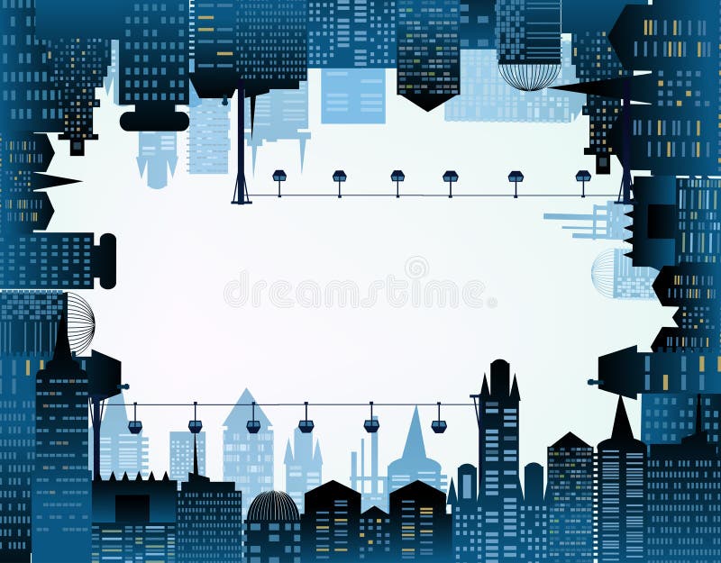 Modern City Illustration With Skyscrapers Stock Illustration ...