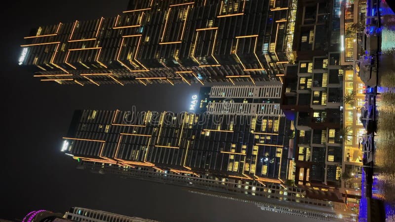 Modern city in the night, Dubai Marina view in the night