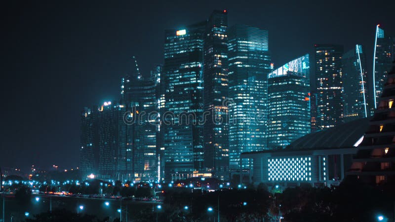 Modern city at night