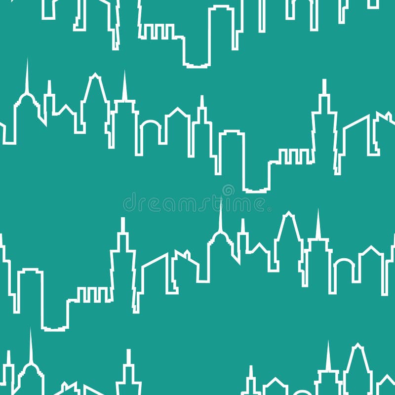 Modern city silhouette seamless pattern. Vector illustration for urban design. Building construction wallpaper. Art town