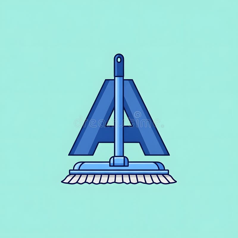Letter A Cleaning Broom Logo Icon royalty free illustration