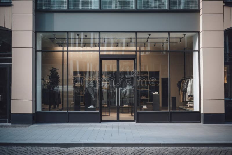 Modern Clothing Boutique Exterior with Large Window Display and ...