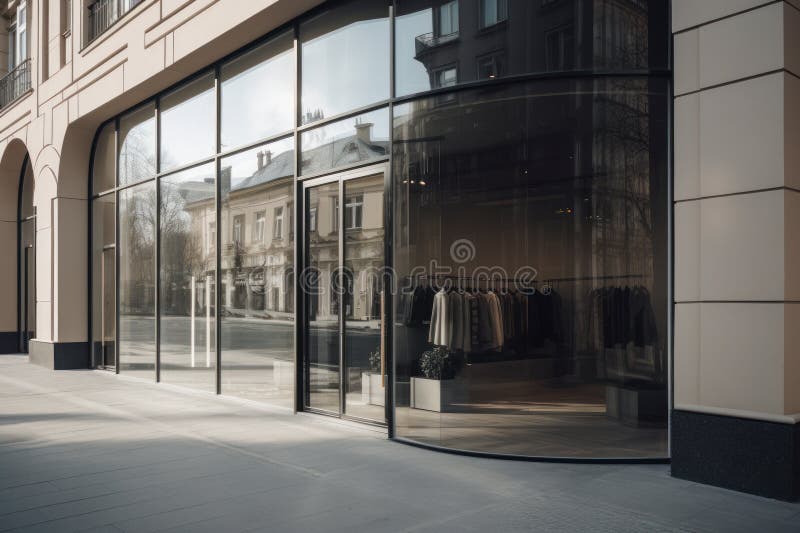 Modern Clothing Boutique Exterior with Large Window Display and ...