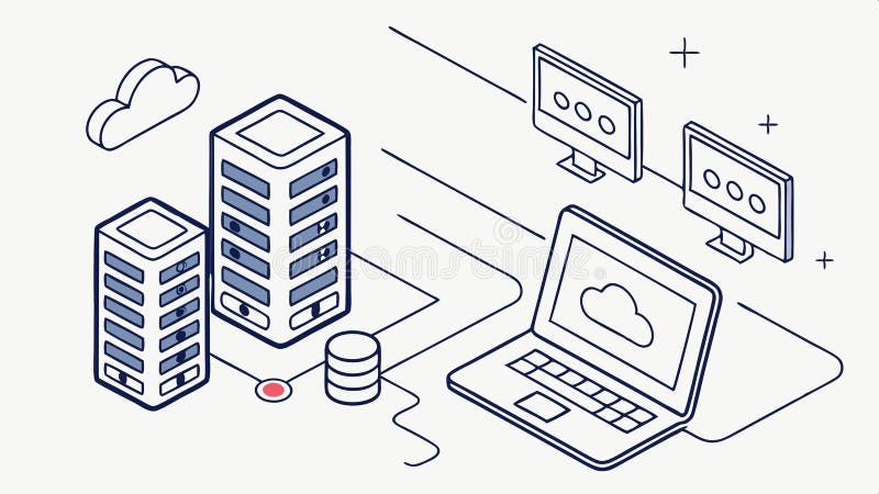 Cloud computing network illustration, data storage and digital technology system vector design Generative AI royalty free illustration