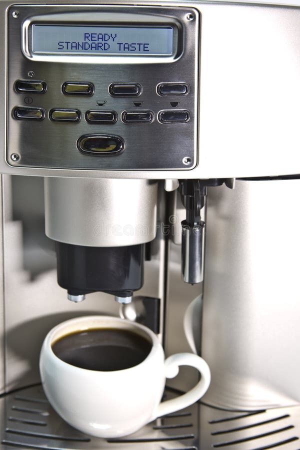 Modern Coffee Machine and a Cup Stock Photo Image of coffee