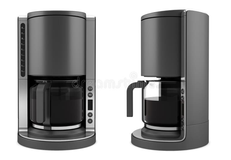 Modern coffee machine isolated on white stock illustration