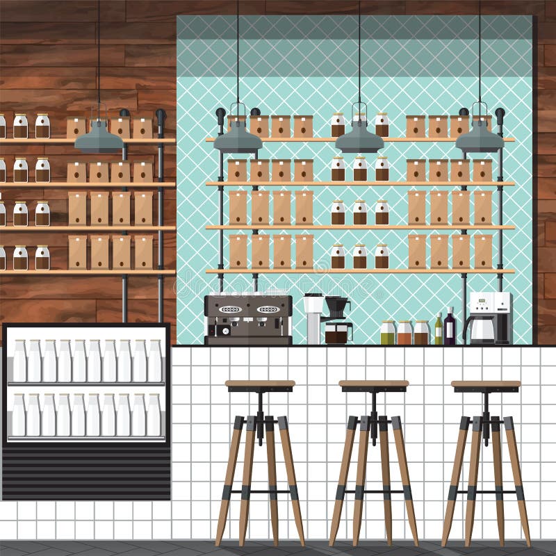 Modern coffee shop vector illustration
