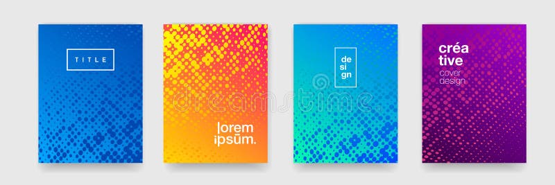 Modern color gradient background patterns, abstract geometric shape graphic design. Vector flat halftone blue orange color stock illustration
