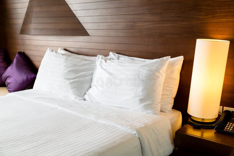 Modern comfortable bed stock image. Image of decoration 59158643