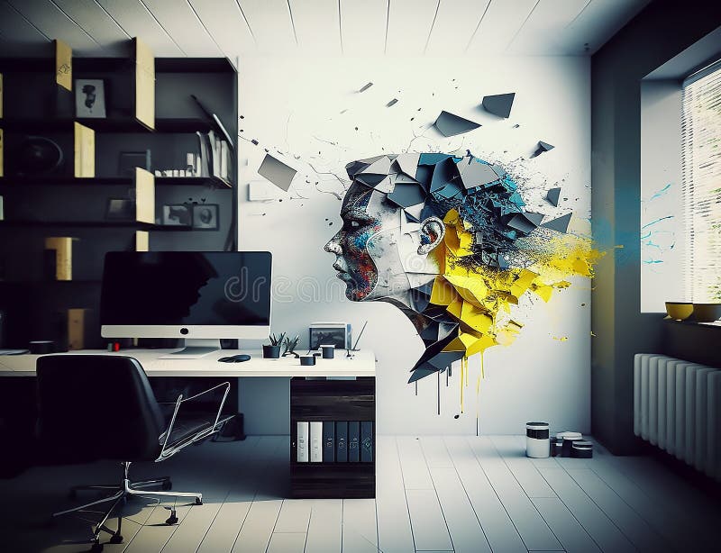 Modern and Comfortable Office Interior Design Stock Illustration