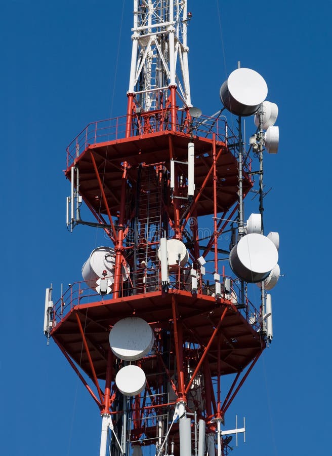 Modern communication antennas royalty free stock photo