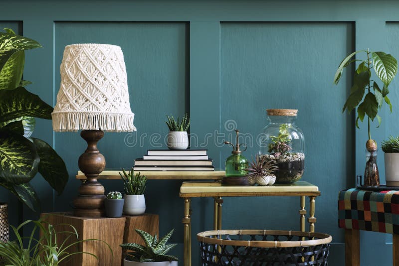 Beautiful composition of home garden with a lot of potted plants in stylish living room. royalty free stock images Beautiful composition of home garden with a lot of potted plants in stylish living room. royalty free stock images