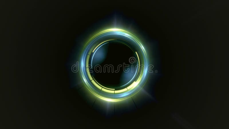 Modern composition of rotating glowing ring. 3d render loop animation. 4K, UHD stock illustration