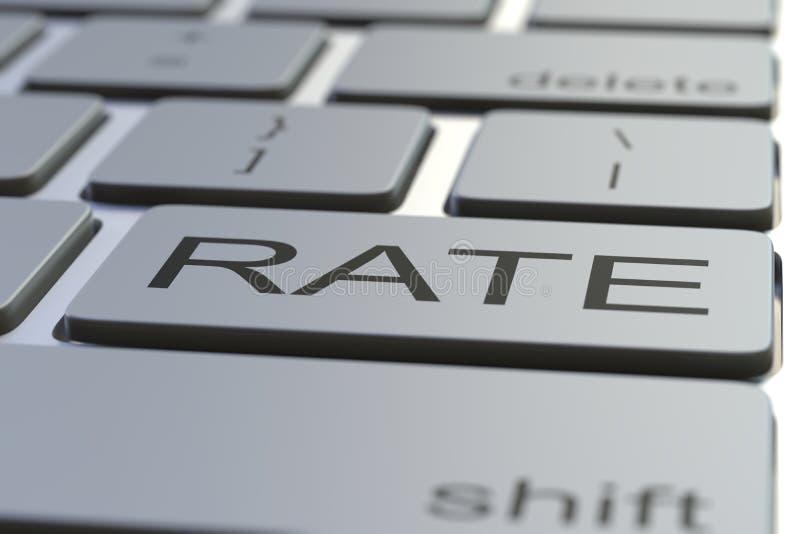 Modern Computer Keyboard with RATE Button. 3D Rendering Stock