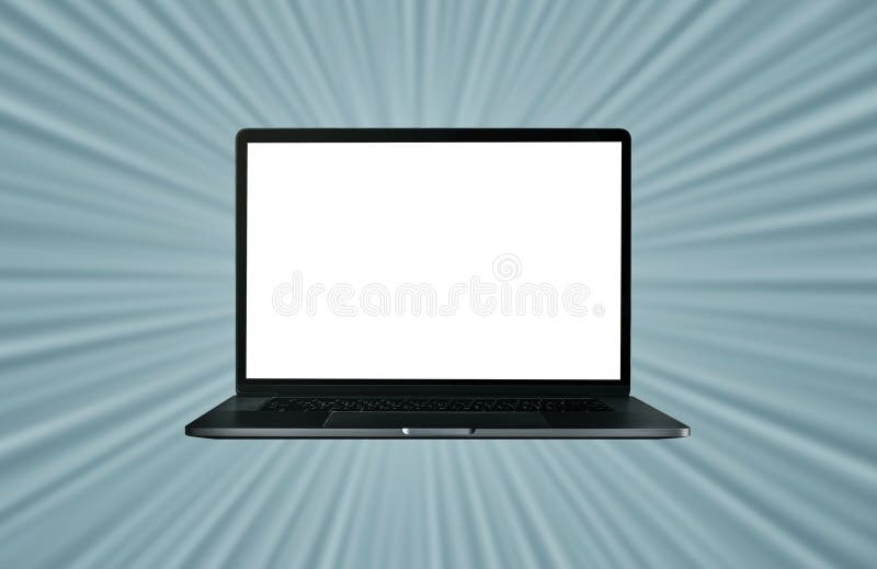 Modern computer,laptop with blank screen background on flashight royalty free stock photography