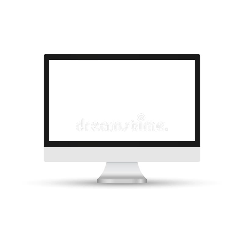 Modern computer monitor display with blank screen isolated on white background. Front view. Vector eps10 royalty free illustration Modern computer monitor display with blank screen isolated on white background. Front view. Vector eps10 royalty free illustration