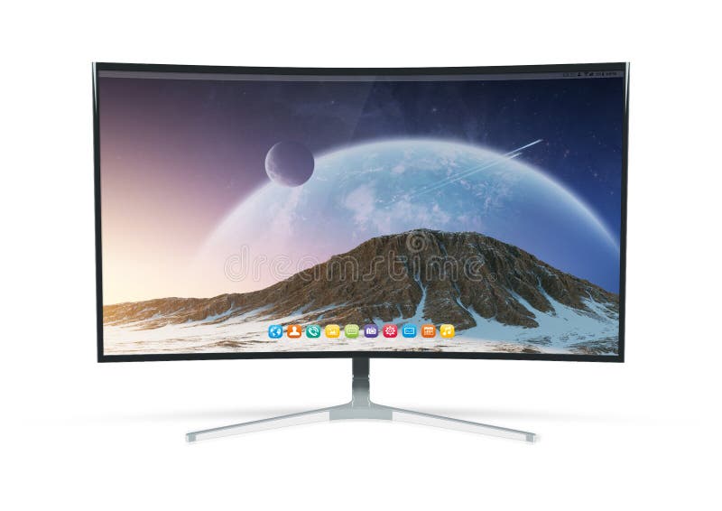 Modern computer monitor mockup isolated on white 3d rendering vector illustration Modern computer monitor mockup isolated on white 3d rendering vector illustration
