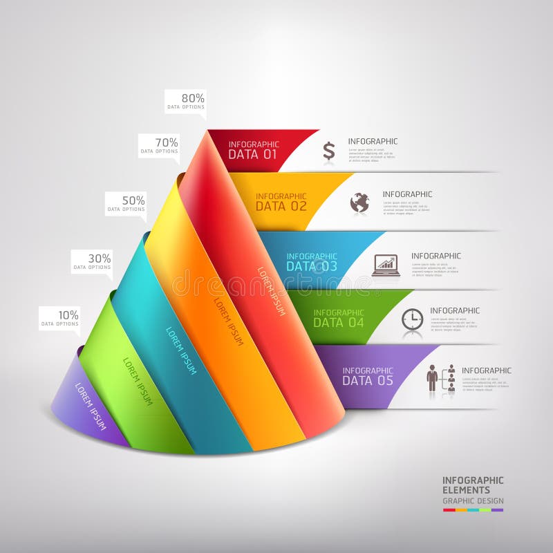 Modern cone 3d staircase diagram business. royalty free illustration Modern cone 3d staircase diagram business. royalty free illustration